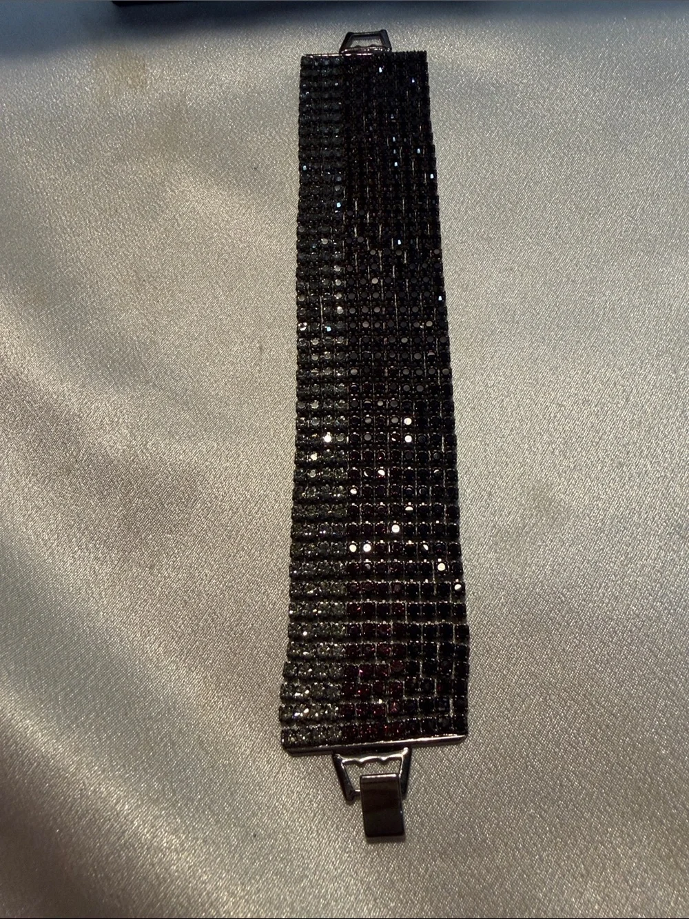 Source Unknown Gunmetal Black Crystal Wide Bracelet